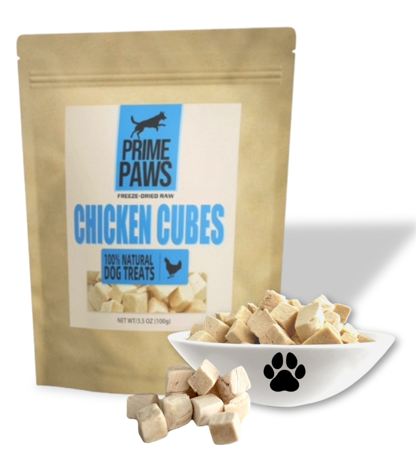 PRIME PAWS | Chicken Cube Dog Treats | Single Ingredient | 100% Natural Chicken Breast